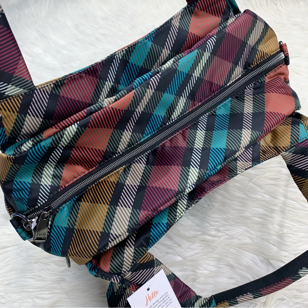 Lug Rumble Satchel Bag Playful Plaid Autumn NEW RFID Crossbody Rainbow Quilted - Picture 5 of 12